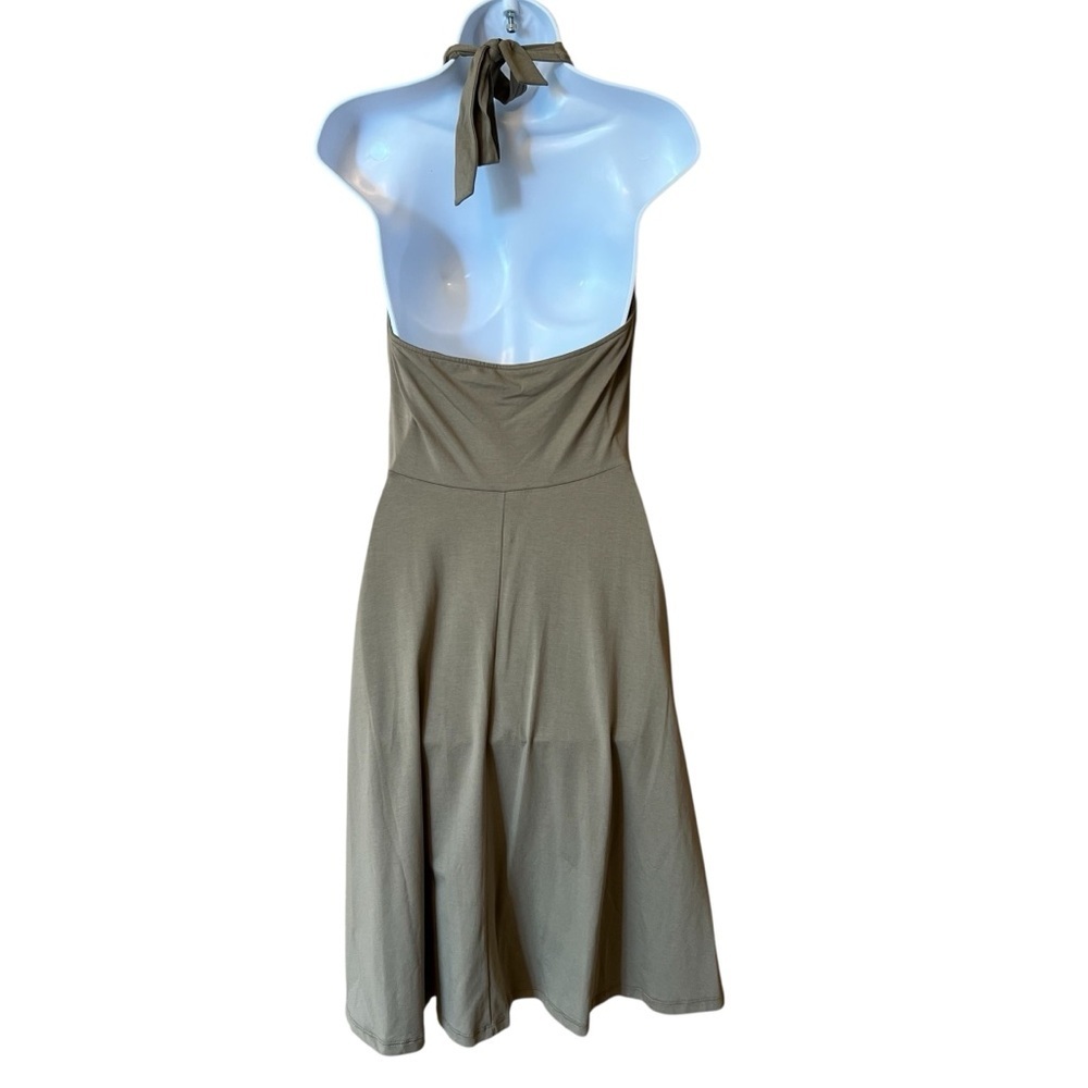 Lands’ End Halter Athletic Knee Length Dress Sunwashed Olive Small Active Travel - Picture 4 of 5